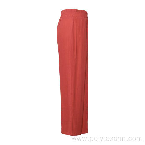 Wrinkled Rayon Wide Leg Pants Women Trousers